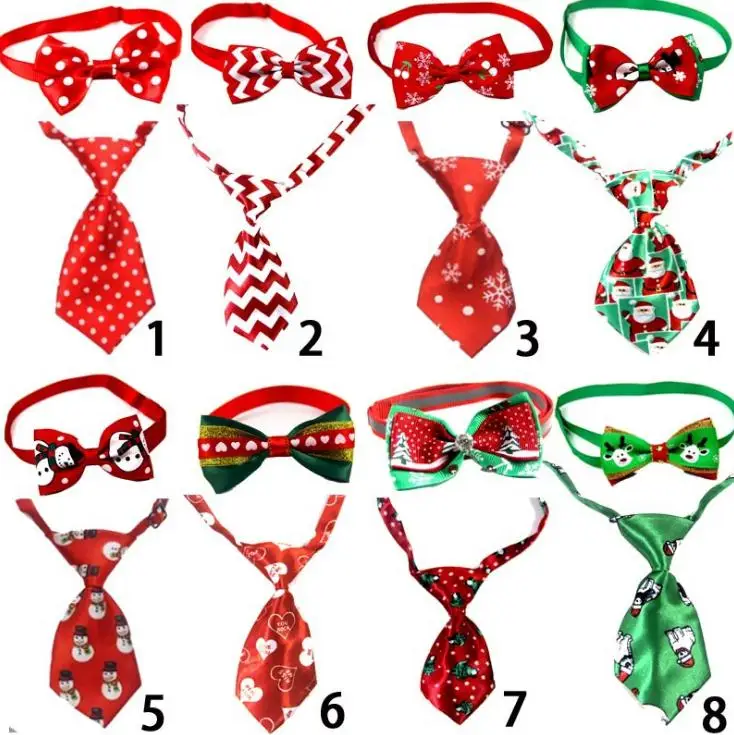 Christmas Pet Dog Neckties New Year Ties Handmade Adjustable Pet Dog Ties Set Festival Neckties Dog Accessories Supplies SN3430