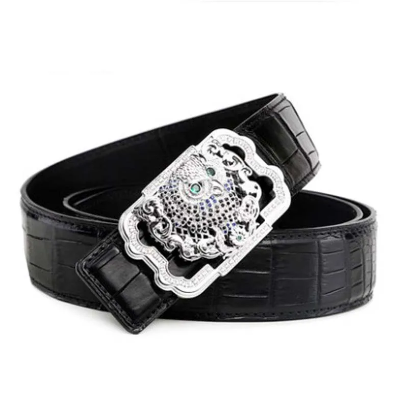 kafandi crocodile men belt Stainless steel head  business men belt male belt