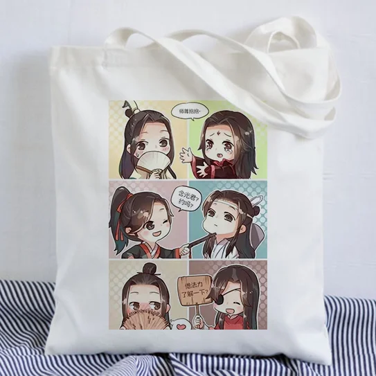 Tian Guan Ci Fu Anime พิมพ์กระเป๋านักช้อปกระเป๋า Tote Bag กระเป๋าสะพายผ้าใบขนาดใหญ่ College กระเป๋าถือ,drop Shipping