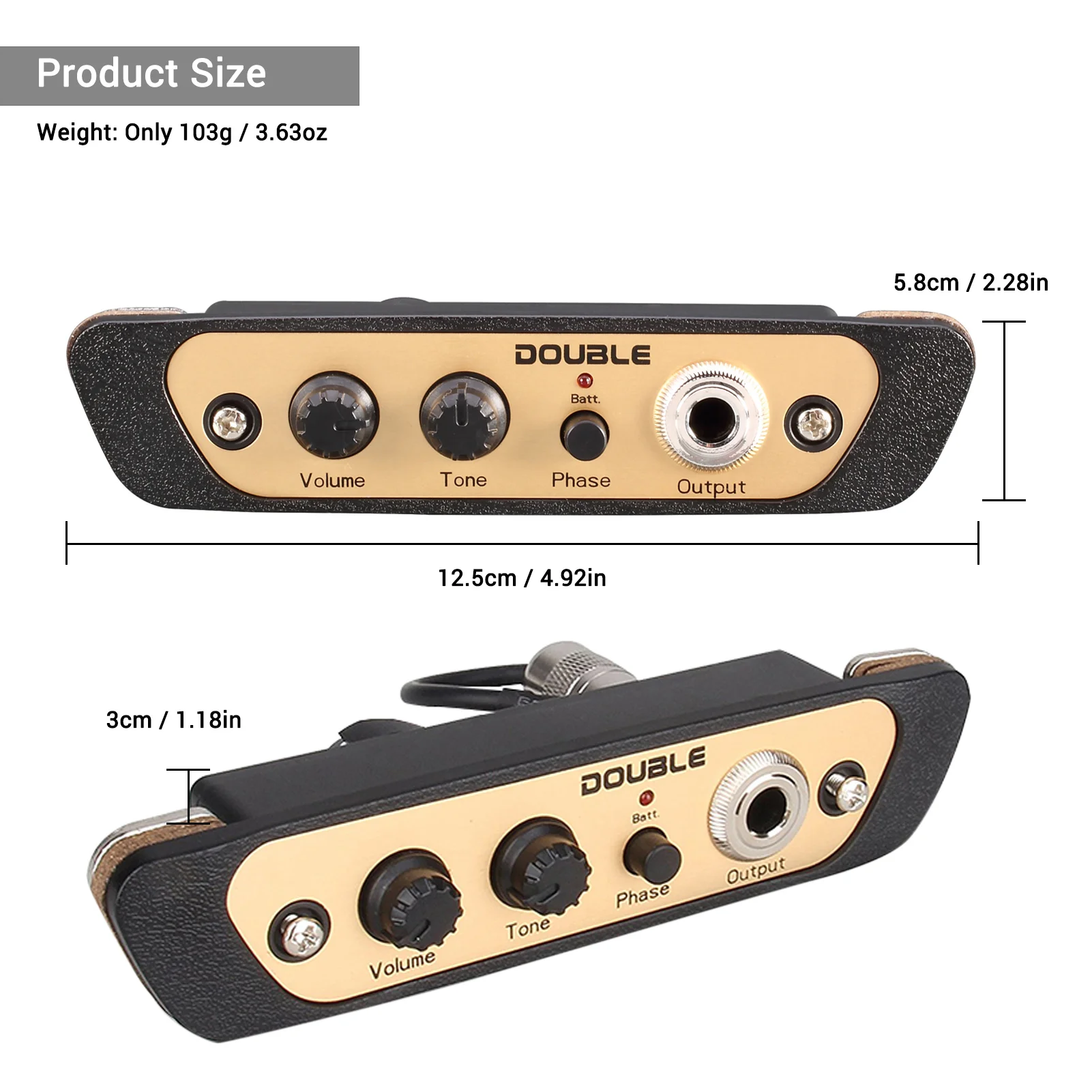 Doppio CJ01L Cajon Box Drum Preamp Pickup Pickup per strumenti musicali con microfono Jack da 1/4 pollici