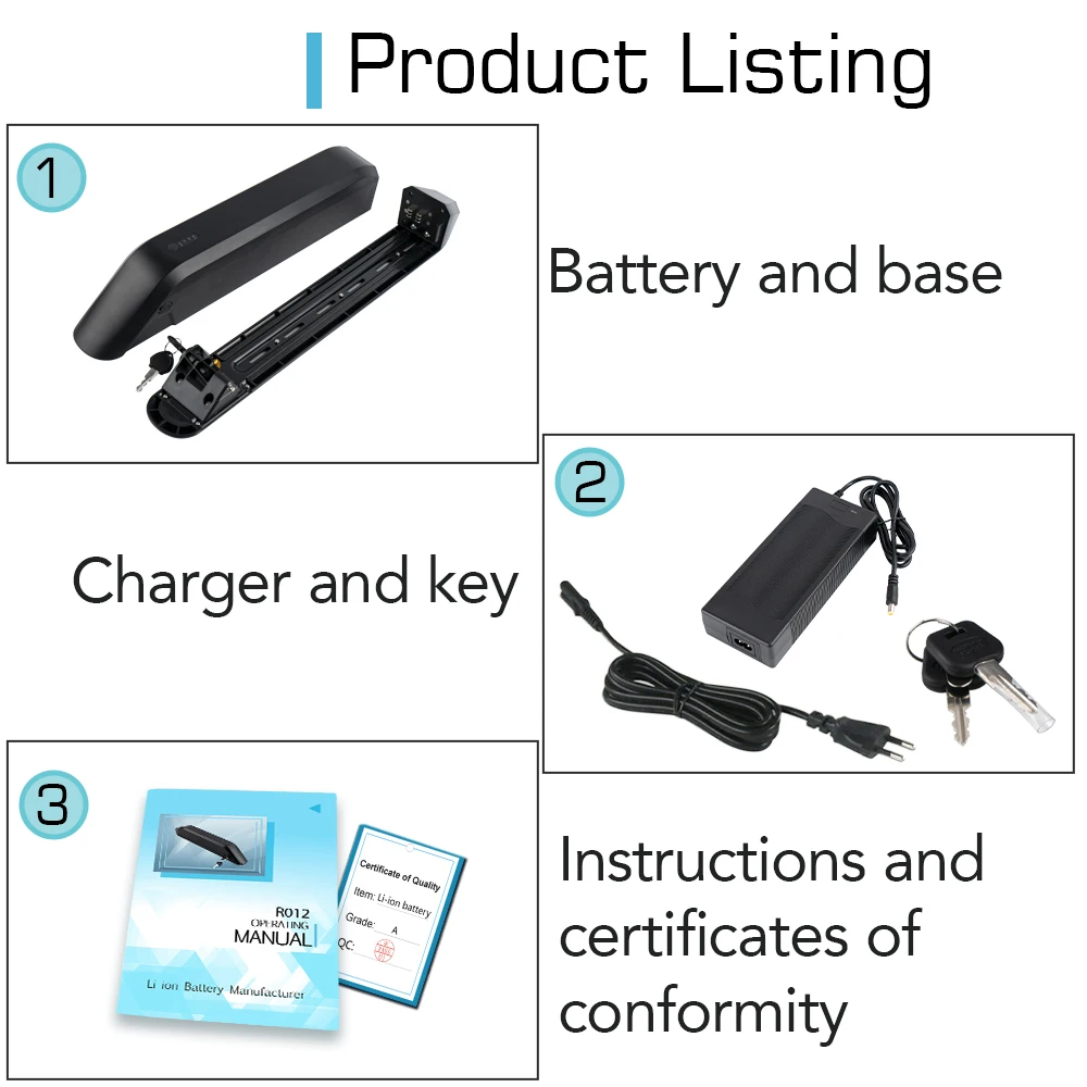 Reention Kirin eBike Battery 36V 48V 52V 24.5Ah 17.5Ah 13Ah Bicycle Batteria With 18650 Sanyo Cell for 1000W 750W 350W Motor