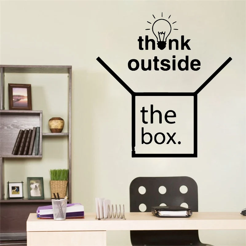 

Quote Think Outside The Box Vinyl Wall Stickers for Office Room Pvc Decal Mural Company Sticker Wall Decals
