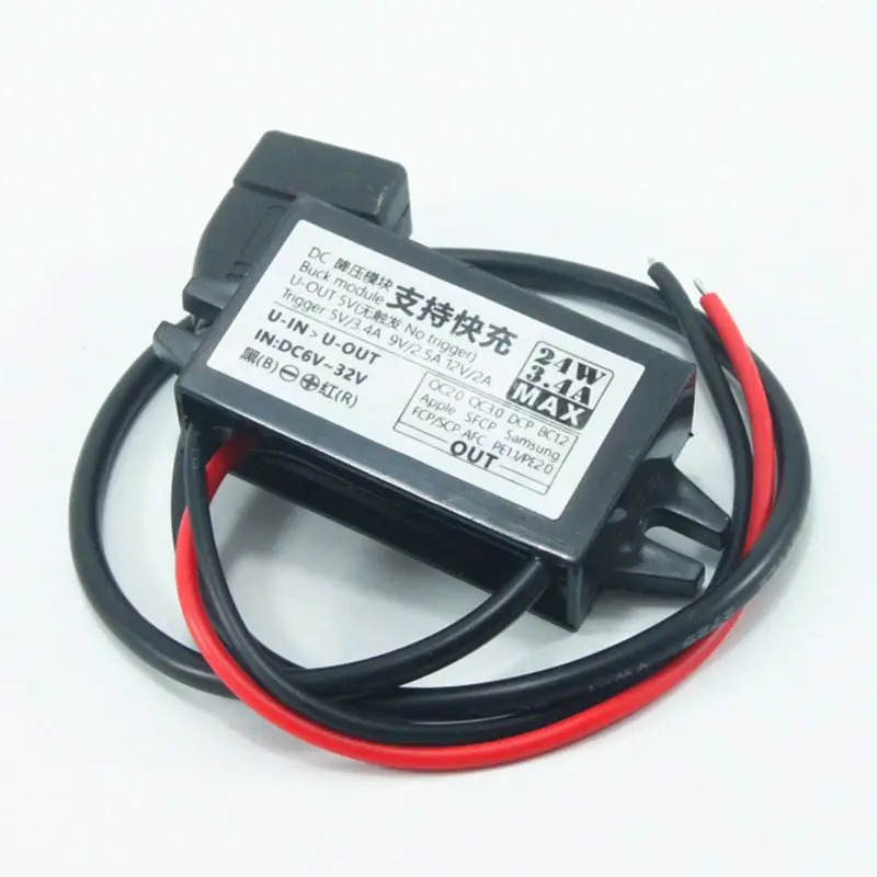 DC-DC Converter Module input 6V~32V to 5V~12V 24W(Max)USB Step Down Power Output Adapter Car Potting Waterproof Power