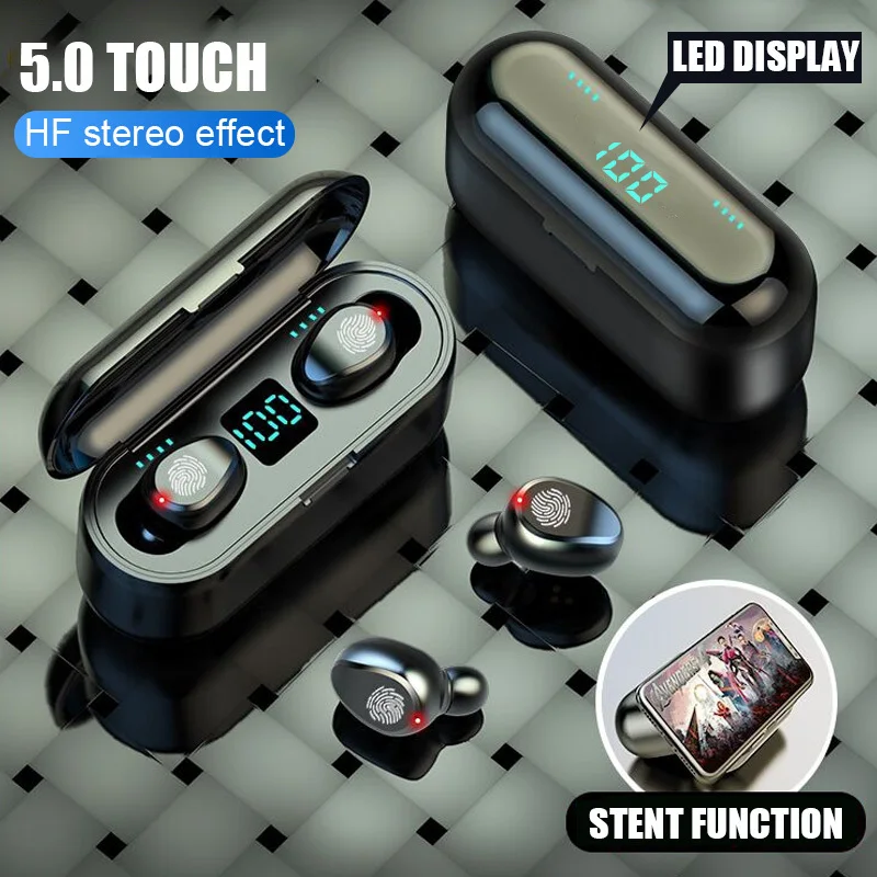 Lesiri F9-auriculares TWS, wireless Bluetooth 5,0, hands-free in-ear headset with mic and charging box