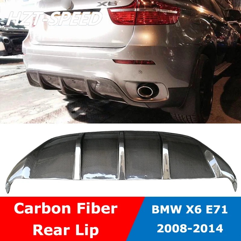 P Style Carbon Fiber Rear Bumper Lip Back Spoiler Diffuser For BMW X6 X6M E71 2008-2014