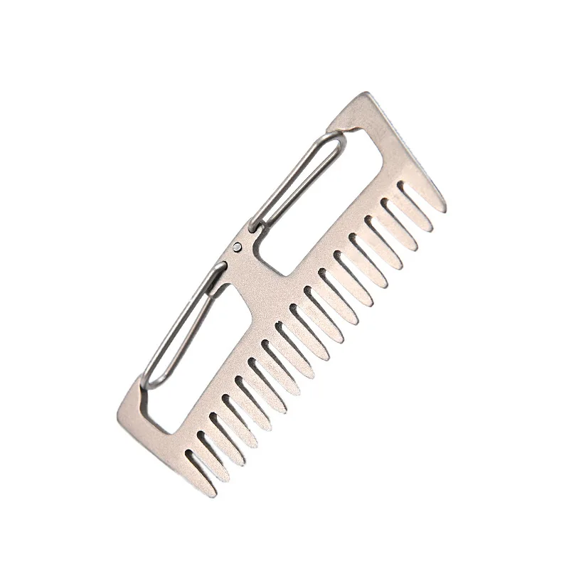 Titanium Nguyên Chất Lược Móc Khóa Chống Tĩnh Điện Nhẹ Móc Đa Năng Du Lịch Ngoài Trời Hợp Kim Titan Lược Di Động Móc Treo