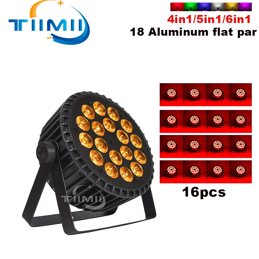 16PCS 18x12W Led Par Light RGBW 4in1 Flat Par Light DMX512 Disco Light Full Color 18x18w Aluminum Flat Led Par  Stage Lighting