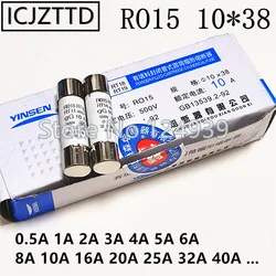 20pcs/box RO15 Ceramic fuse 10x38mm 0.5A 1A 2A 3A 4A 5A 6A 8A 10A 16A 20A 25A 32A 40A 10*38mm 500V R015 10*38 10X38 FUSE