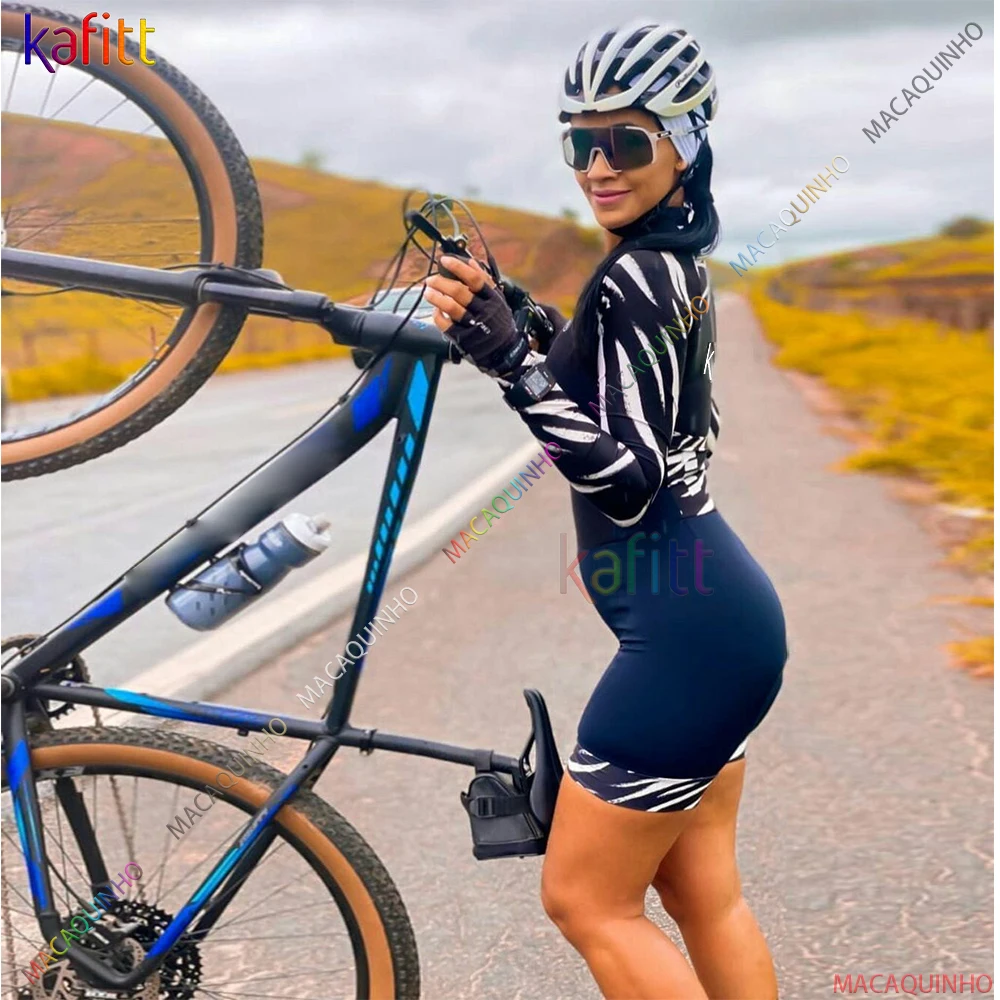 2022 Mtb Set Women's Cycling Jumpsuit Kafitt Long Sleeves Top Gel Shorts Tights