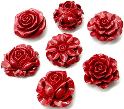 Chinese Organic Cinnabar natural Quartz crystal carve of flower charm Pendant for diy Jewelry making Necklace Accessories A10