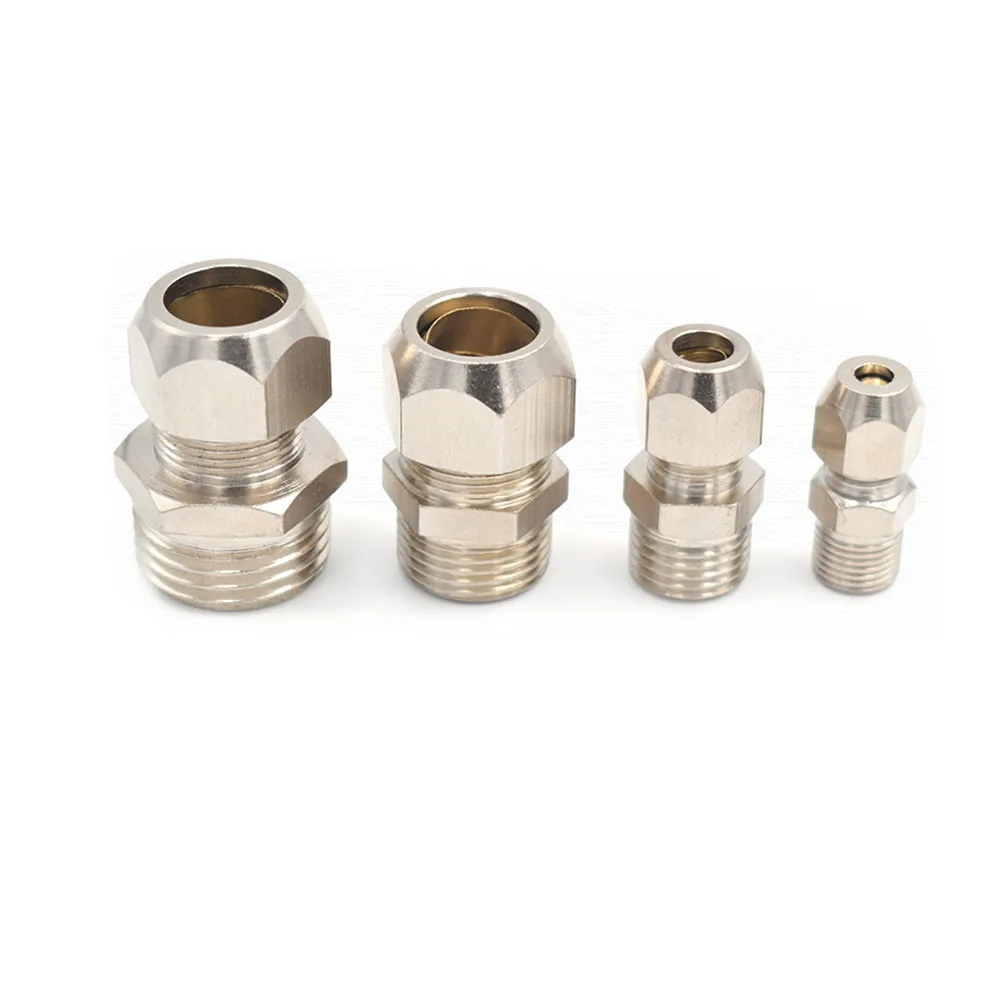 

1/8" 1/4" 3/8" 1/2" BSP Male Thread 4 6 8 10 12 14 16mm OD Tube brass Ferrule Tube Compression Fitting Connector