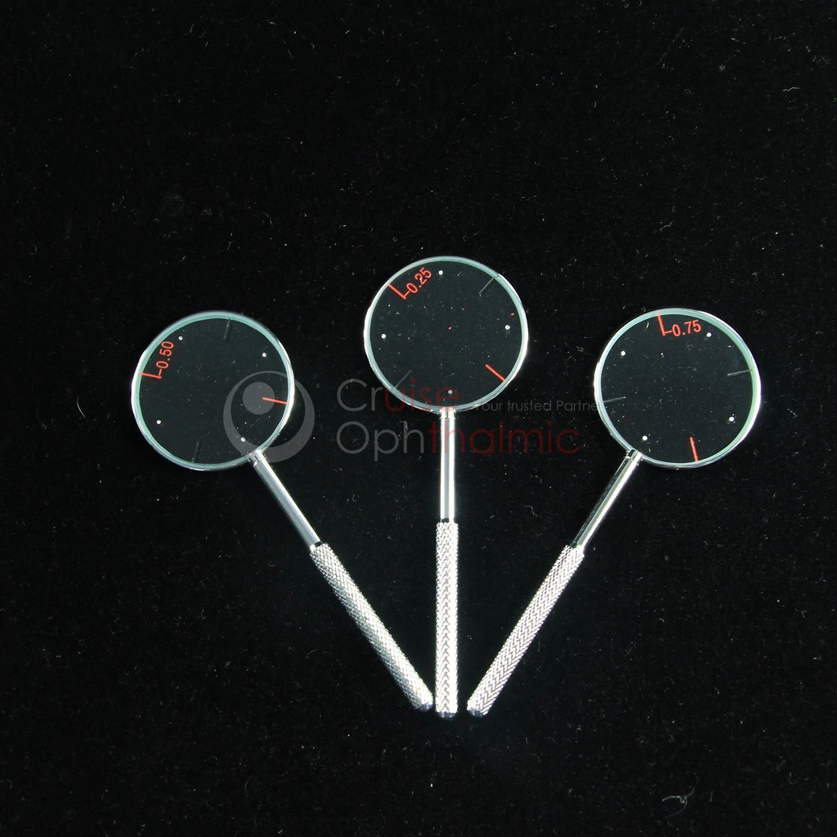 Premium Optometric Jackson Cross Cylinder 68mm 4 dots Diection 0.25 / 0.50 / 0.75 3 pcs in Aluminium Box