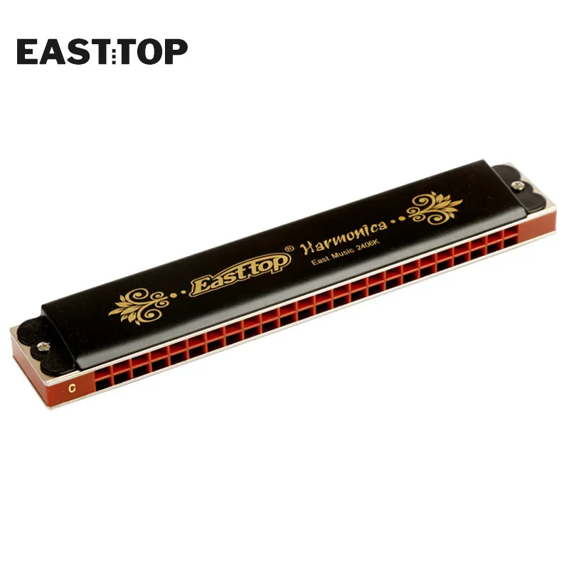 EASTTOP T2406K 24 Holes Tremolo Harmonica Key of C Tremolo Mouth Organ Harmonica for Adults Students Professionals