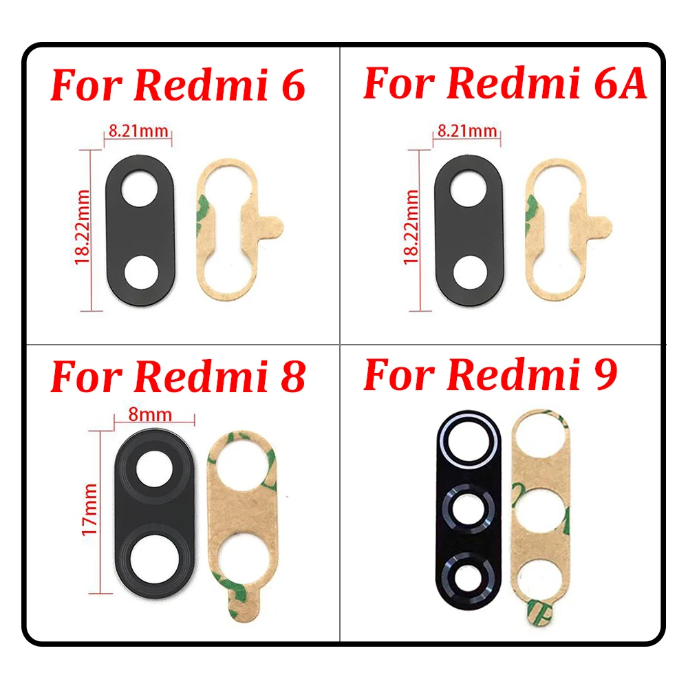 Lentille en verre de caméra arrière avec colle autocollante, pièces de rechange pour Xiaomi Redmi 10A 10C Snap6 7 7A 8 8A 9 9A 9C 10