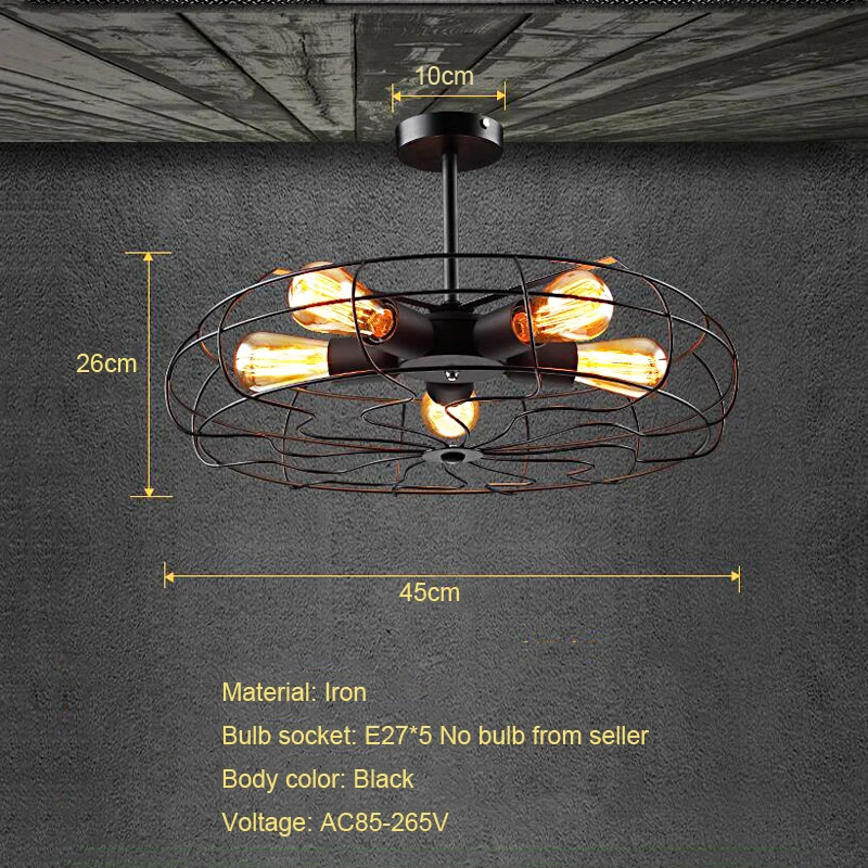 Fan Ceiling Lamp Retro Loft Fan Pendant Lamp Cafe Living Room Bedroom Balcony Corridor Lighting Fixture Chandelier