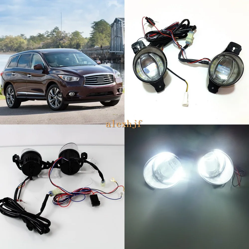 

July King 1600LM 24W 6000K Car LED Q5 Lens Fog Lamp + 1000LM 14W Day Running Lights DRL Case for Infiniti JX35 QX60 2013-2017