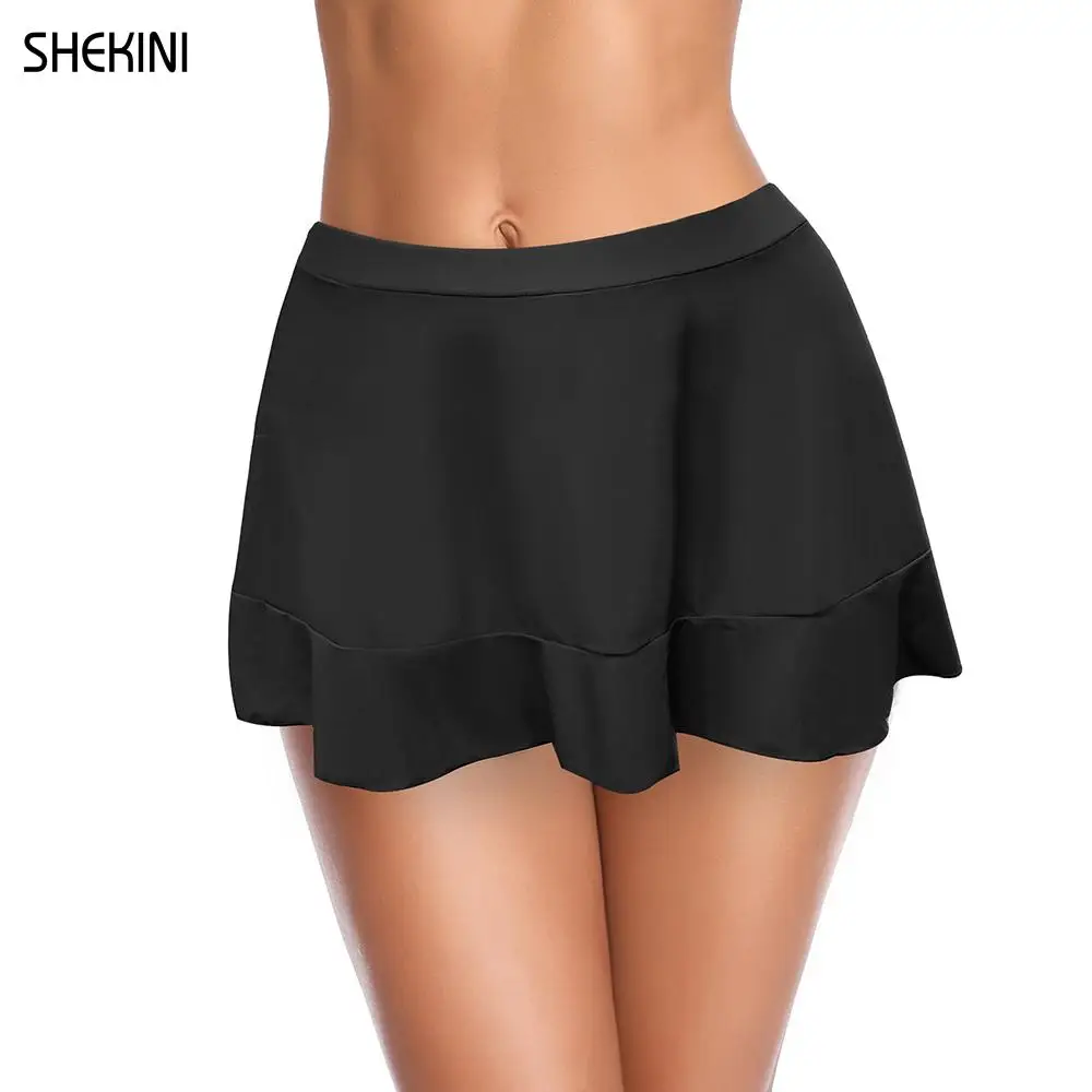 SHEKINI Women's Ruffle Swim Skirt Bikini Bottom Built-in Swim Bottom Swimsuit Hipster Swimdress Summer Beach Bathing Suit