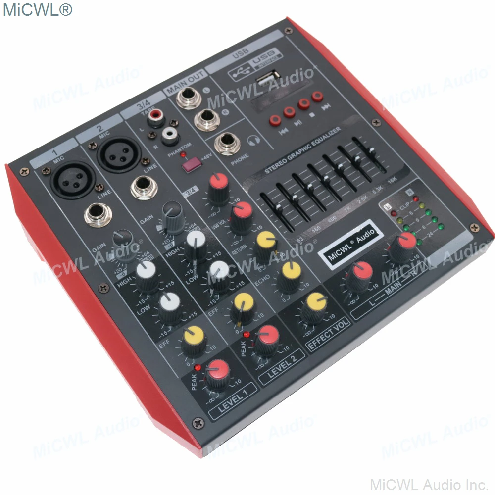 

MG4 MiCWL Portable Bluetooth 4 Channel Audio Mixer Sound Mixing Console for Studio Stage Microphone USB 48V EQ