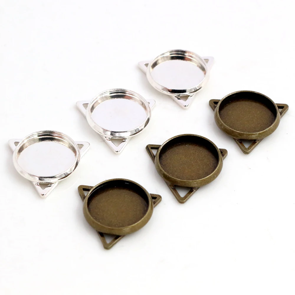 

20pcs/lot 12mm Inner Size Silver Plated Bronze Plated Material Simple Style Cabochon Base Cameo Setting Charms Pendants Tray