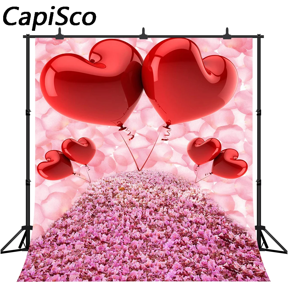 Capisco Valentine's Day photography backdrop Love Balloon Romantic Cherry Blossom Avenue Background wedding Portrait Photo