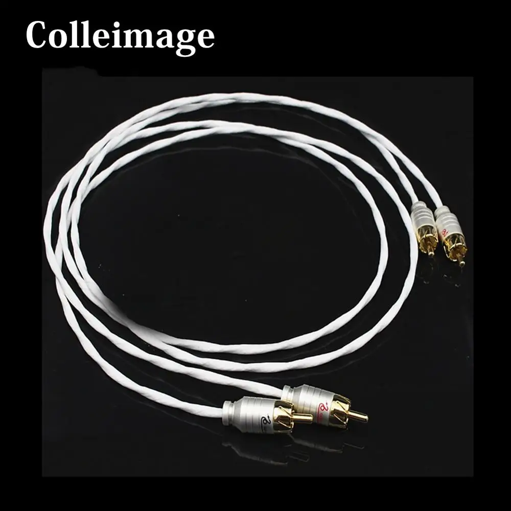 Colleimage Hifi Silver Plated Hifi Audio Cable 2RCA to 2RCA audio signal Amplifier line Interconnector Speaker cable