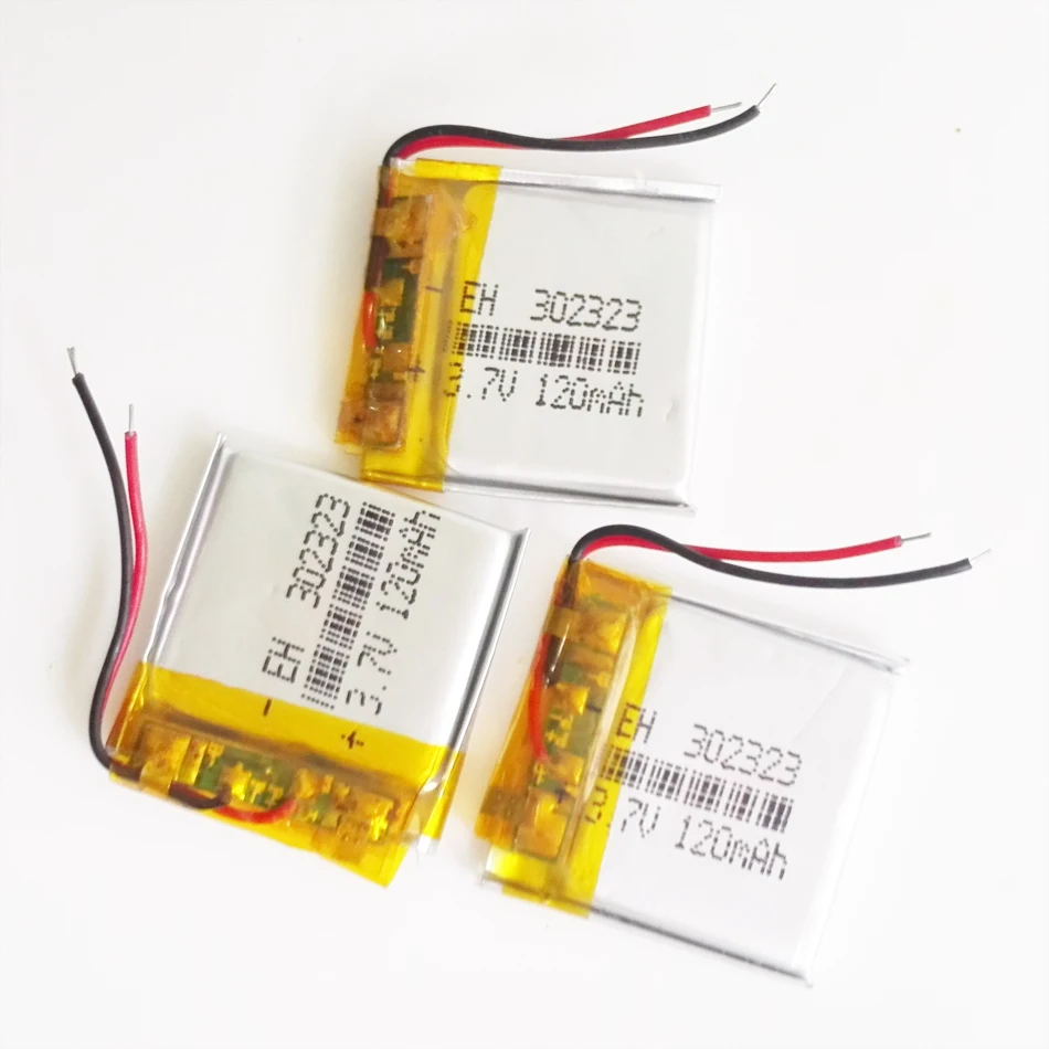 10 PCS 3.7V 120mAh Lithium Polymer LiPo Rechargeable Battery 302323 For Mp3 GPS Bluetooth Headphone Recorder Smart Watch Bracele