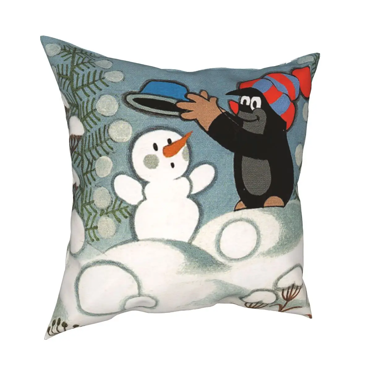 Mole Krtek Little Maulwurf Winter Pillowcase Soft Polyester Cushion Cover Decor Pillow Case Cover Home Square 45X45cm