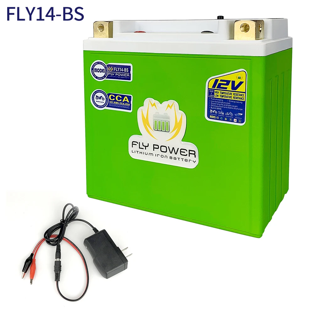 FLY14-BS 12V CCA 450A 8Ah Motorcycle Lithium Engine Battery Scooter Batteries BMS 12V 96Wh For ATVs UTVs ETX14-BS YTX14 YTX14-BS