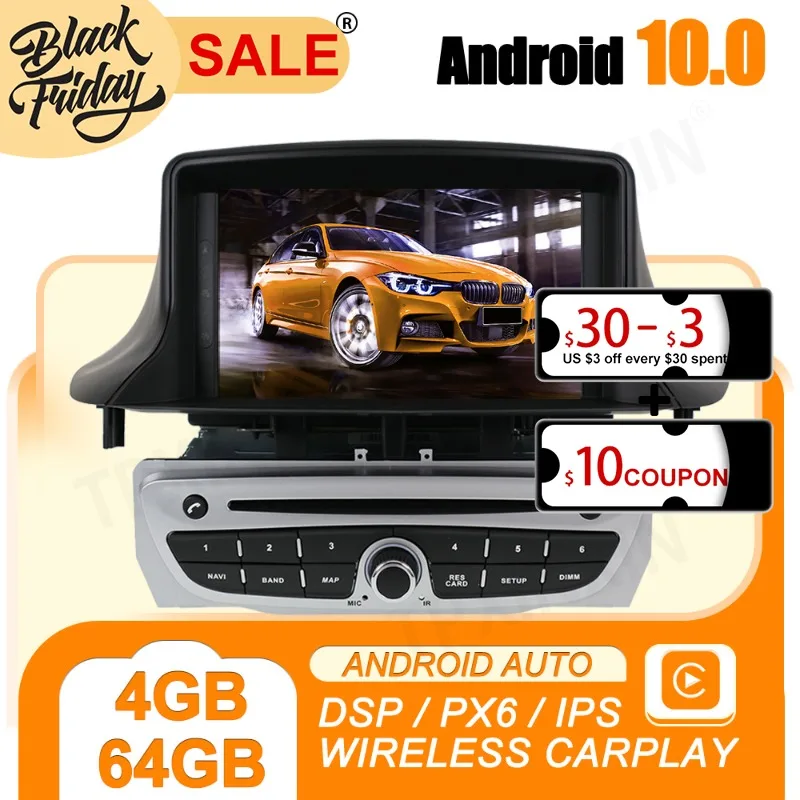 Android 10.0 4G+64GB For Renault Megane 3 Fluence 2009 2015 Car GPS Navigation Carplay Multimedia Player Auto Radio Stereo Video