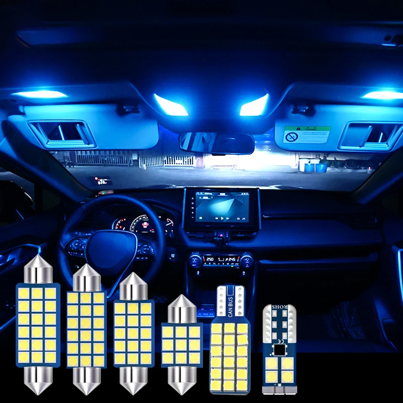 For Toyota RAV4 XA50 2019 2020 2021 2022 2023 2024 6pcs Car Bulb Interior Dome Reading Lamps Trunk Light Vanity Mirror Lights