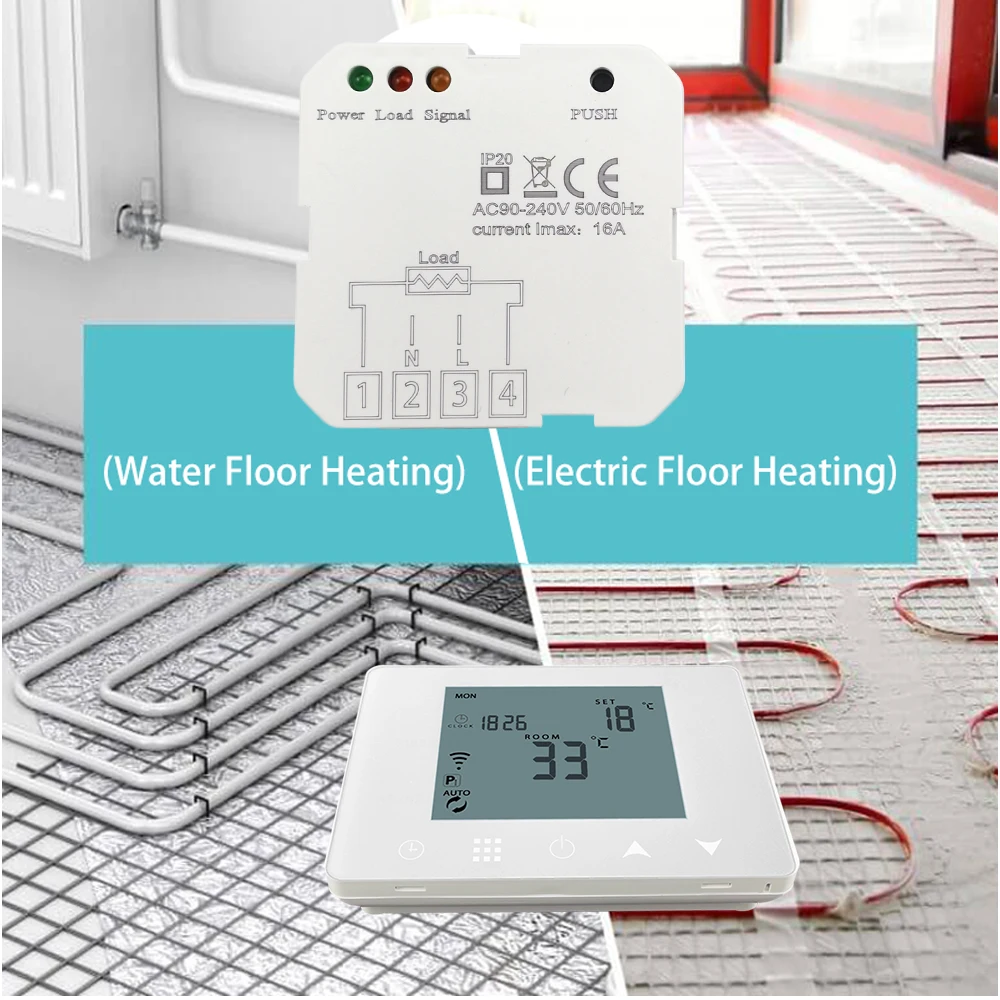 Draadloze Wifi & Rf Module 16A Ontvanger. Programmeerbare Thermostaat Voor, Elektrische Verwarming Thermostaat Water Vloerverwarming,