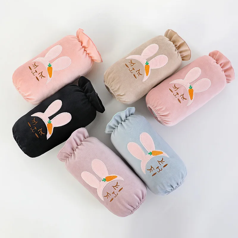 Autumn Winter Women Rabbit Ear Short Embroidered Flannel Sleeve Student Cartoon Rabbit Multi Color Arm Warmers