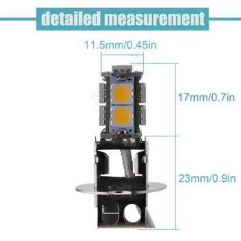 1/2 個 H3 LED 燈泡 5050 9SMD 暖白光,適用於汽車霧燈、日行燈、手電筒、頭燈 PK22S 6V 6伏直流 8 最佳銷售 6V H3 LED - №5