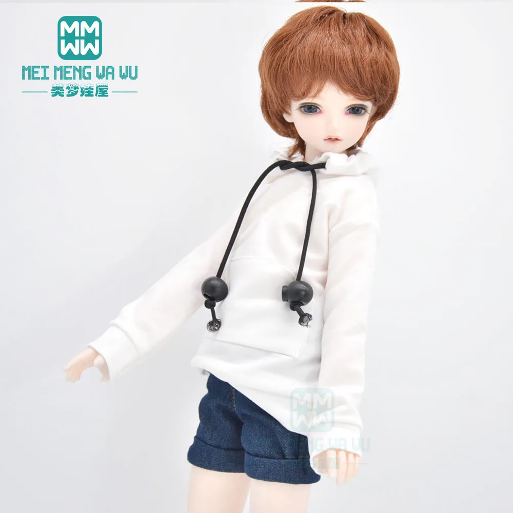 Fits1/6 1/4 BJD ropa para muñeca inteligente, suéter con capucha de moda, blanco, negro, rojo y rosa