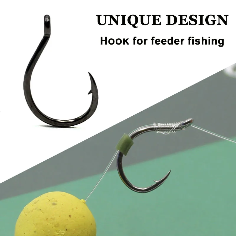 20PCS Carp Fishing Hook for Method Feeder Fishing Tackle Barbed Eyed Feeder  Fishing Hooks for Carp Hair Rig