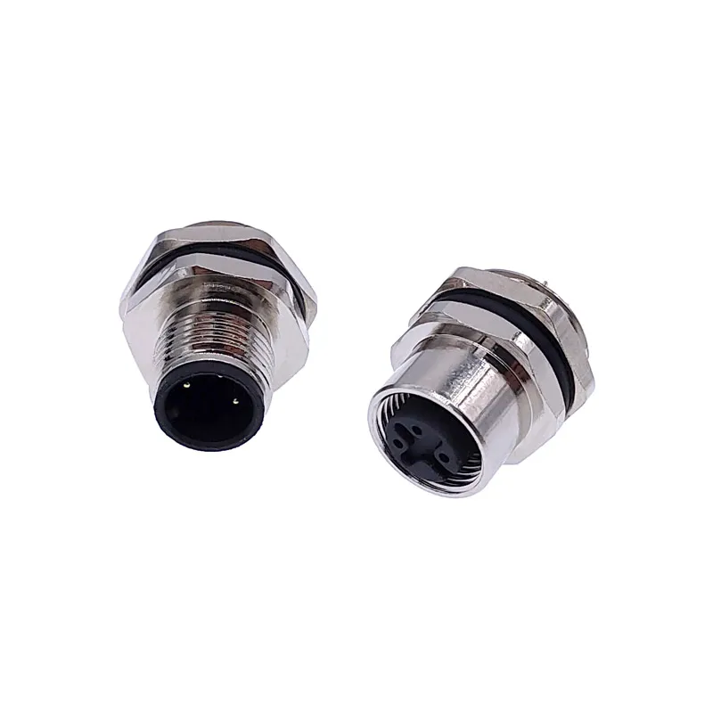 M1216 3 4 5 8 Pin sensor connector mounting hole 16mm M12 Flange Socket panel back mount threaded coupling Male&Female M1216