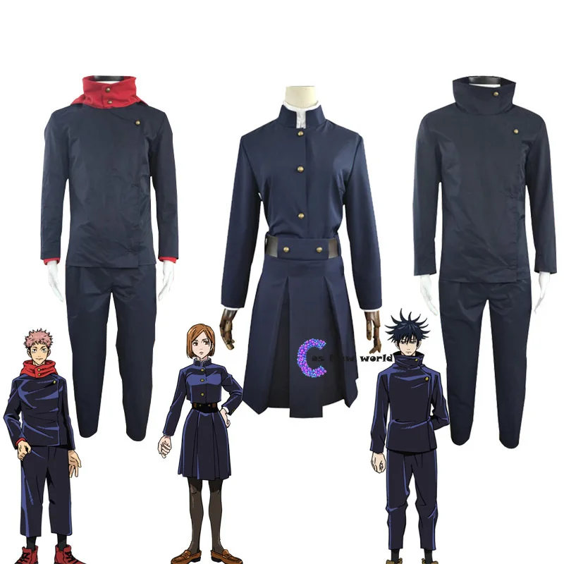 Anime Costumes Jujutsu Kaisen Itadori Yuji Cosplay Costume Kugisaki Nobara Wigs Fushiguro Megumi Uniform Set and Headwear