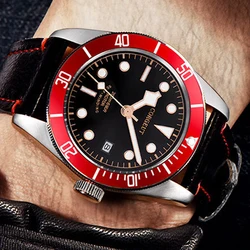 Corgeut Military Schwarz Bay Men NH35 Movement Automatic Luxury Brand 41mm Sport Swim Clock Leather Mechanical Wrist Watches