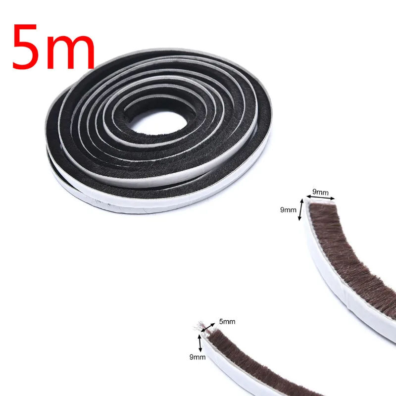 

5Meters Brush Strip Self Adhesive Door Window Sealing Strip Home Door Window Sound Insulation Wind-proof Strip Gasket