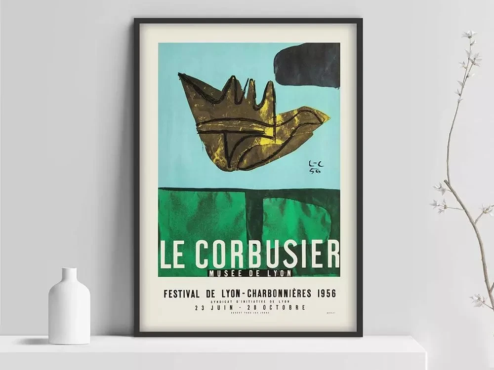 

Le Corbusier (Le Corbusier) art exhibition poster National Museum dArt Moderne prints 1954 French abstract art canvas painter