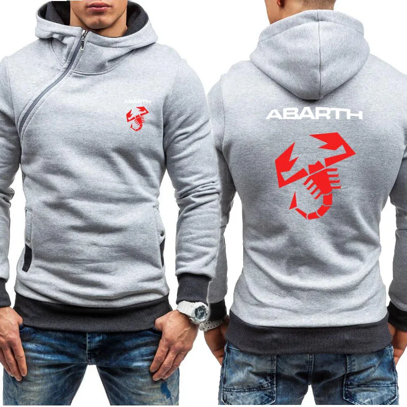 Wiosna jesień bluzy męskie samochód Abarth nadruk Logo bluza moda męska bluza z kapturem hip hop ukośny łańcuch Casual męska sweter