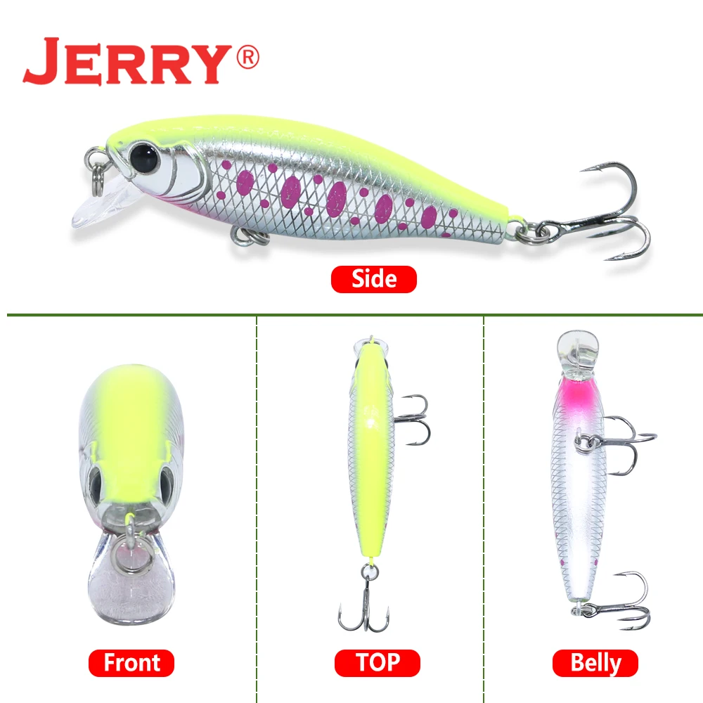 Jerry Elegance Slow Sinking Wobbler Ultralight Hard Bait 5cm 4cm Plug Crank Tight Wobbling Fishing Lure