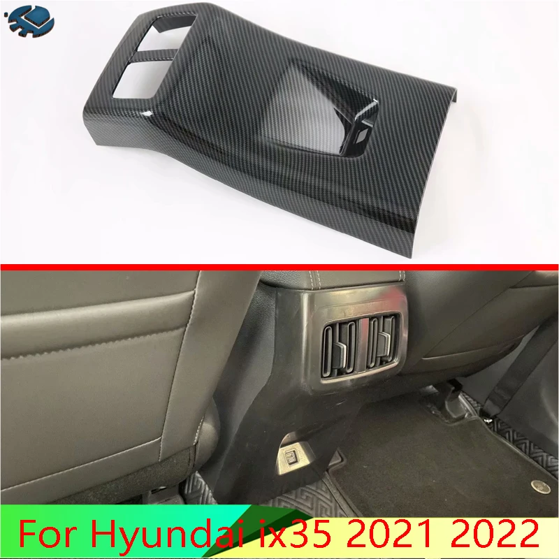 

Автомобильные аксессуары для Hyundai ix35 2021 2022, стильный подлокотник с покрытием из углеродного волокна, задняя рамка вентиляционного отверстия, отделка крышки