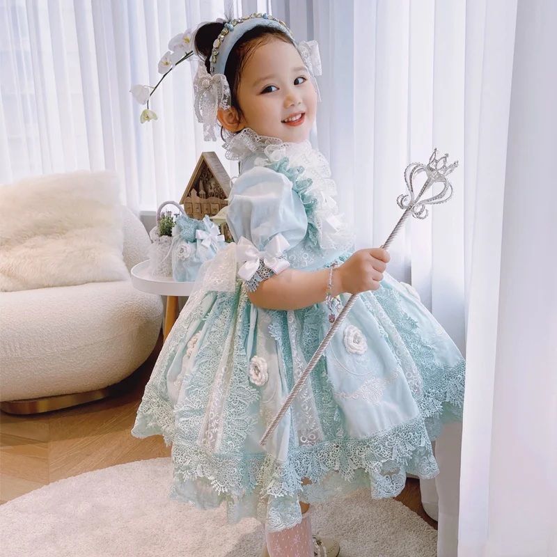 Lolita Dress Spanish Children Dress Short-sleeved High Quality Girls Eid Sweet Dress Korean Baby Clothes Flower Girl Dresses