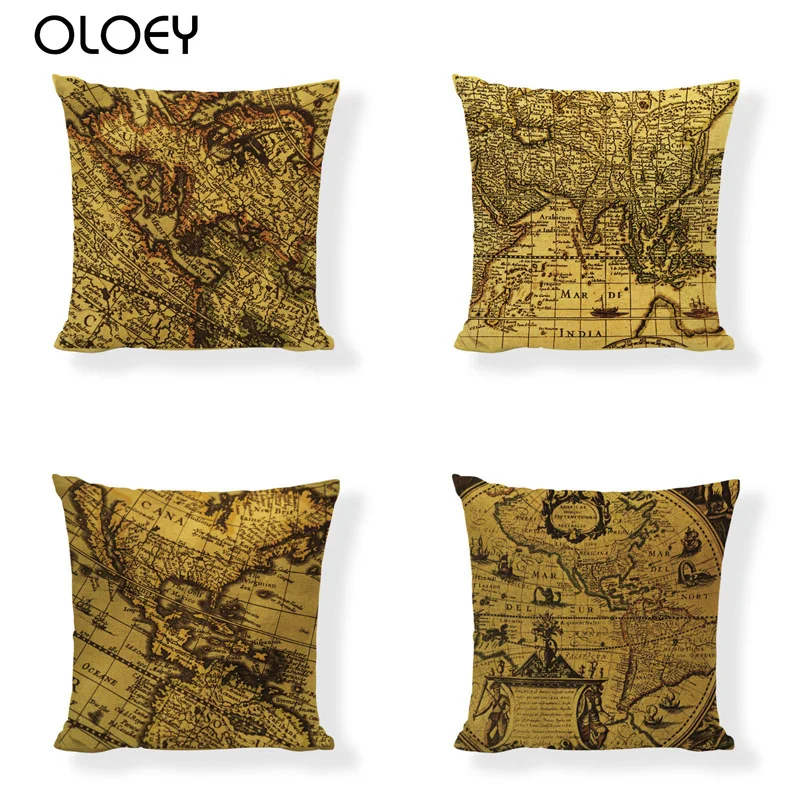 

Linen Cushion Cover, Home Cushion Cover, Map Cushion Cover, Bedroom and Office Hotel Car Decoration Cushion Cover Size 45x45 Cm.