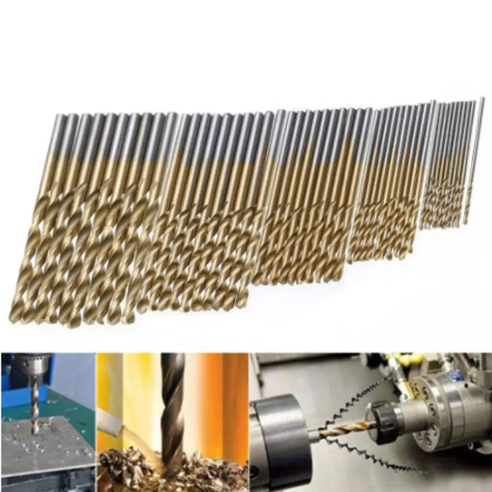【Clearance sale】200Pcs 1/1.5/2.0/2.5/3mm Titanium Coated Twist Drill Bit High Steel for Woodworking Aluminum HSS Drill Bit Set