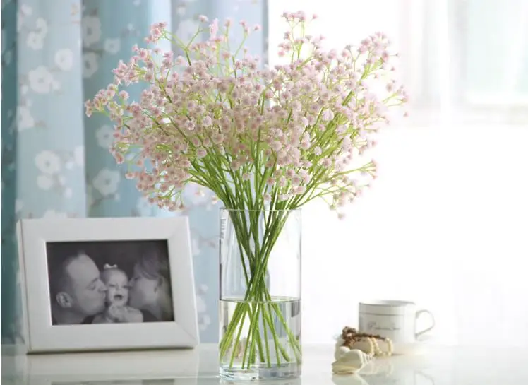 สีขาวBabys Breathดอกไม้Gypsophilaพลาสติกดอกไม้สำหรับตกแต่งบ้านDIYพ.Partyตกแต่งดอกไม้ปลอม