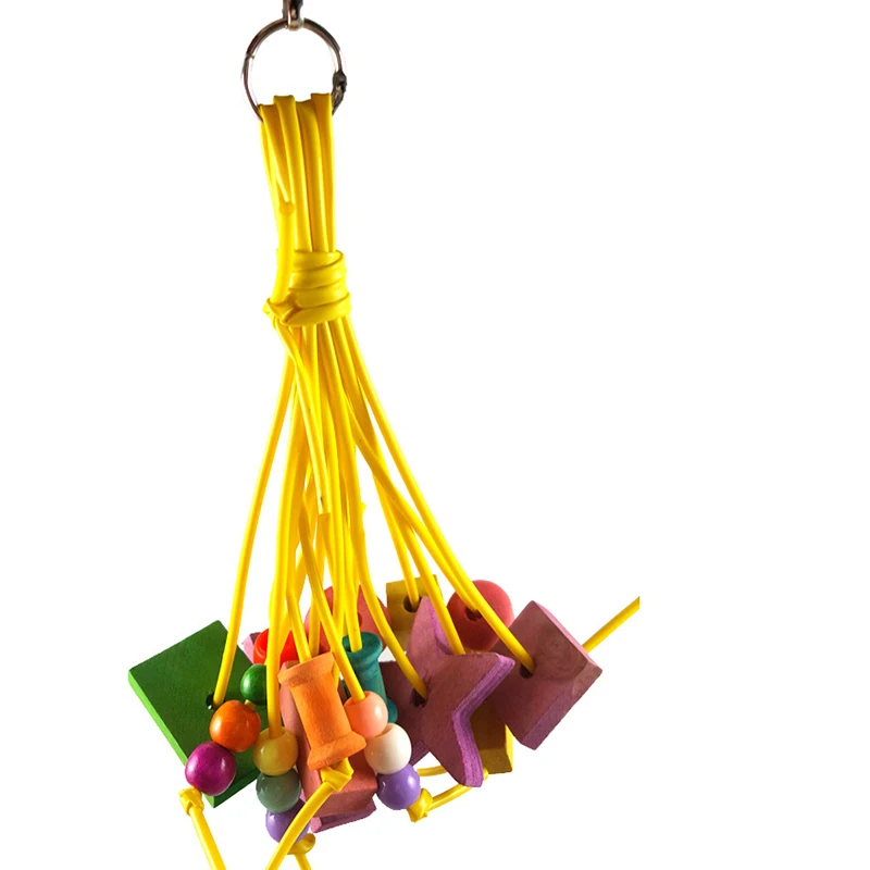 Parrot Bird  Destroy Chew Bites pull toy Colored ropes pull Wooden blocks Hanging cage Swing toys Bird Cage Accessories Supplies