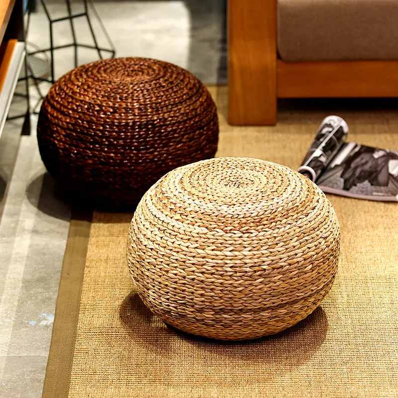 Furniture For Home Hallway Ottoman Mobile Kitchen Stools Hallway Pouf Footstool Hand Woven Small Round Stool Balcony Decoration