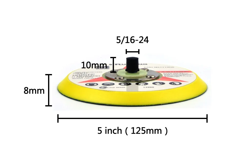 5 Polegada 5/6/8 Furos Backup Lixar Pad125mm Lixar Disco Backing Pad 5/16 "-24 Rosca Gancho e Loop Ferramentas Abrasivas